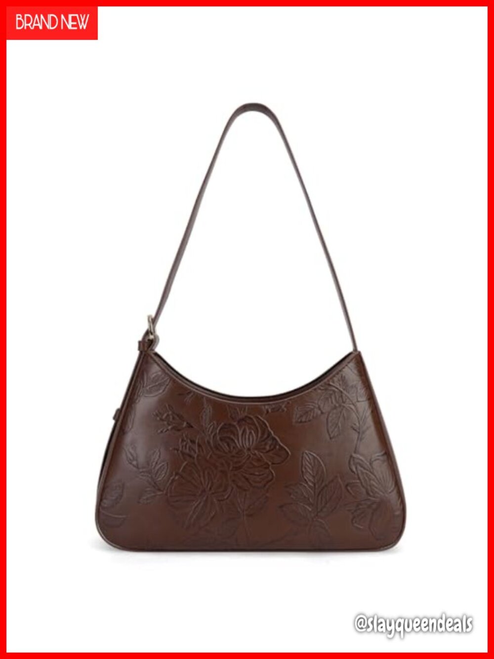 Women's Vegan Leather Embossed Crescent Hobo Shoulder Bag
